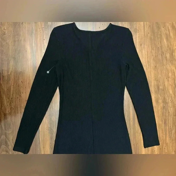 Walter Baker Dress Size Large Black Twist Front Ribbed Knit Bodycon Midi NWOT - Picture 11 of 15